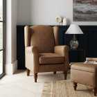 Oswald Distressed Faux Leather Wingback Armchair