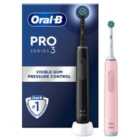 Oral-B Pro 3 3900 Black & Pink Duo Pack of 2 Electric Toothbrushes 2 per pack
