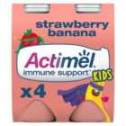 Actimel Kids Strawberry Banana Yoghurt Drink 4 x 100g