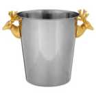 Gold Finish Stag, Stainless Steel Wine Bucket - Silver