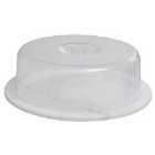 Round Marble Cheese Board with Clear Plastic Lid - White