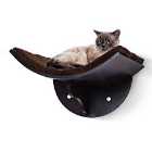 PawHut Wall Mounted Curved Cat Perch Bed and Climber - Brown