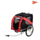 PawHut Bicycle Pet Trailer Dog w/ Folding Stroller Red/Black