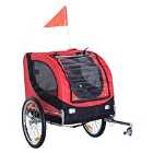 PawHut Waterproof Pet Bike Cargo Trailer and Dog Carrier w/ Steel - Black & Red
