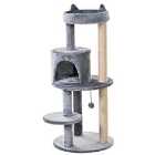PawHut 3-Tier Deluxe Cat Activity Tree w/ Scratching Posts and Perch - Grey