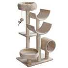 PawHut Multi-Level Cat Tree w/ Scratching Post, Perch, Tunnel and Hanging Ball - Beige