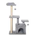 PawHut Cat Tree Activity Center w/ Scratching Post and Sisal Hanging Ball - Grey