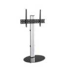 Eno Oval Silver Column and Black Glass TV Stand for up to 55 inch