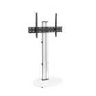 Eno Oval Silver Column and White Glass TV Stand for up to 55 inch