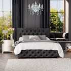 Laurence Llewelyn Bowen Luna Ottoman Storage Bed Mirazzi Velvet Black Super King
