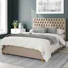 Aspire Monroe Upholstered Ottoman Bed Eire Linen Natural Double