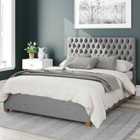 Aspire Monroe Upholstered Ottoman Bed Eire Linen Grey Double