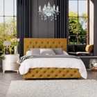 Laurence Llewelyn Bowen Luna Ottoman Storage Bed Plush Velvet Ochre Single