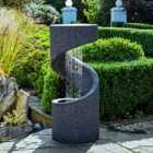 Ivyline Outdoor Spiral Water Feature - Granite Polyresin