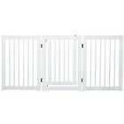 PawHut 155cm Expandable 3-Panel Freestanding Dog Pet Gate w/ Latched Door - White