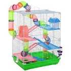 Pawhut 5-Tier Small Hamster Carrier Cage w/ Exercise Wheels - Green