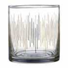 Premier Housewares Set of 4 Hand Blown Glass Tumblers - Gold Lines Design