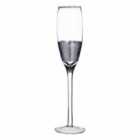 Premier Housewares Set of 4 Champagne Glasses - Silver Crosshatched Design