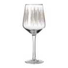 Premier Housewares Set of 4 Hand Blown Wine Glasses - Gold Lines Design