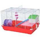 PawHut Hamster Travel Cage Box w/ Double Layers and Accessories - Red