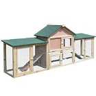 PawHut Wooden Deluxe Rabbit Hutch w/ Ladder and Outdoor Run