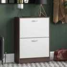 2 Drawer Shoe Cabinet Walnut And White