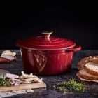 Barbary & Oak 24cm Round Casserole Cast Iron Limoges - RED