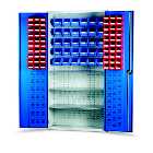 Barton Topstore 013090 Louvre Panel Cabinet with 3 Shelves & 60 Red and 30 Blue Bins
