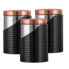 Tower Linear Set of 3 Storage Canisters - Rose gold / Black