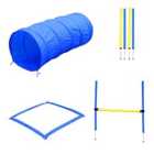 PawHut Pet Agility Training Equipment (Poles + Hurdle + Tunnel) - Blue & Yellow