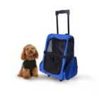 PawHut Pet Travel Backpack Bag & Carrier w/ Trolley - Blue
