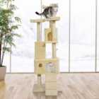 PawHut Pet Condo Furniture & Scratcher Post w/ Play Toy - Beige