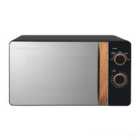 Russell Hobbs RHMM713B-N Scandi 17L 700W Manual Microwave - Black with Wooden Effect Handle