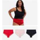 Curves 3 Pack Red Pink and Black Brazilian Briefs