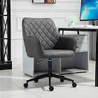 HOMCOM Swivel Argyle Office Chair Faux Leather Fabric With Wheels Grey And Black