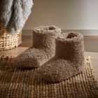 Teddy Bear Slipper Boots, Taupe