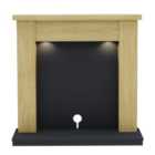 Be Modern Attley Oak effect & Black Fire surround set with Lights included