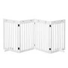PawHut Foldable Wooden Pet Gate w/ Support Feet - White