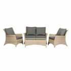 Royalcraft Lisbon Deluxe 4 Seater 4pc Lounging Coffee Set - Brown
