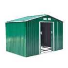 Outsunny 9' x 6' Metal Apex Storage Shed - Green