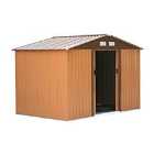 Outsunny 9' x 6' Metal Apex Storage Shed - Brown