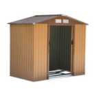 Outsunny 7' x 4' Metal Apex Storage Shed - Brown