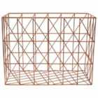 Premier Housewares Rectangular Basket, Copper Plated Wire, Large