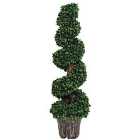 Outsunny 2 Pack Artificial Boxwood Spiral Tree w/ Nursery Pot - Green