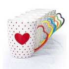Waterside 6 Piece Heart Handle Heart Mug Set - Multicoloured