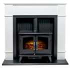 Adam 1.8kW Oxford Stove Fireplace in Pure White with Woodhouse Electric Stove 48 Inch