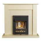 Adam 2kW Sutton Fireplace in Cream & Black/Cream with Helios Electric Fire in Black 43 Inch