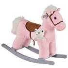 Jouet Kids Plush Ride-On Rocking Horse with Animal Sounds - Pink