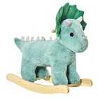 Jouet Kids Plush Ride-On Rocking Triceratops Toy with Realistic Sounds - Green