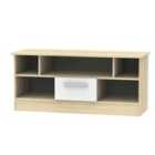 Ready Assembled Goodland Open TV Unit With Drawer White and Oak Effect